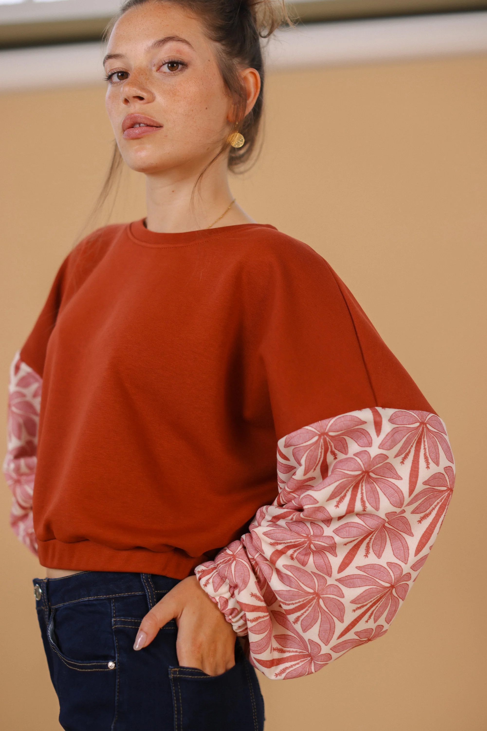 Sweater Maelis Terracotta Rose Palms - Image 10