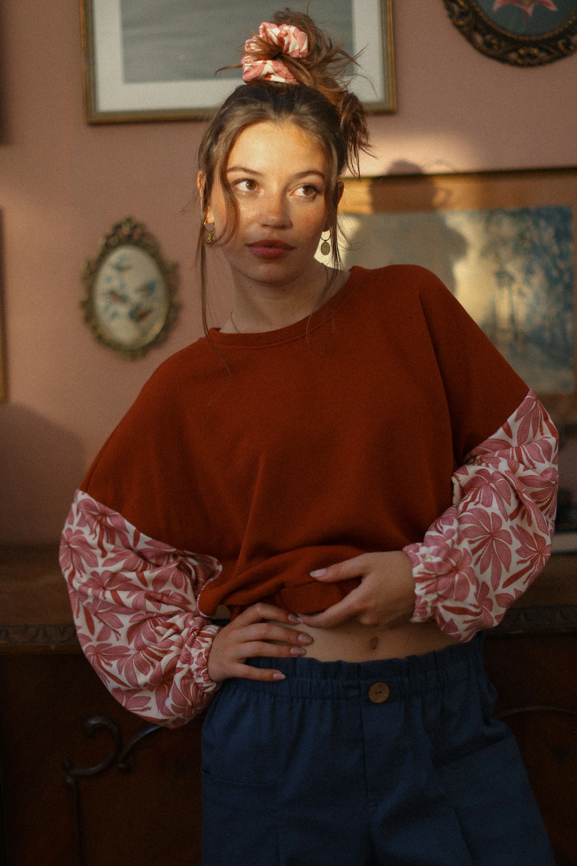 Sweater Maelis Terracotta Rose Palms - Image 3
