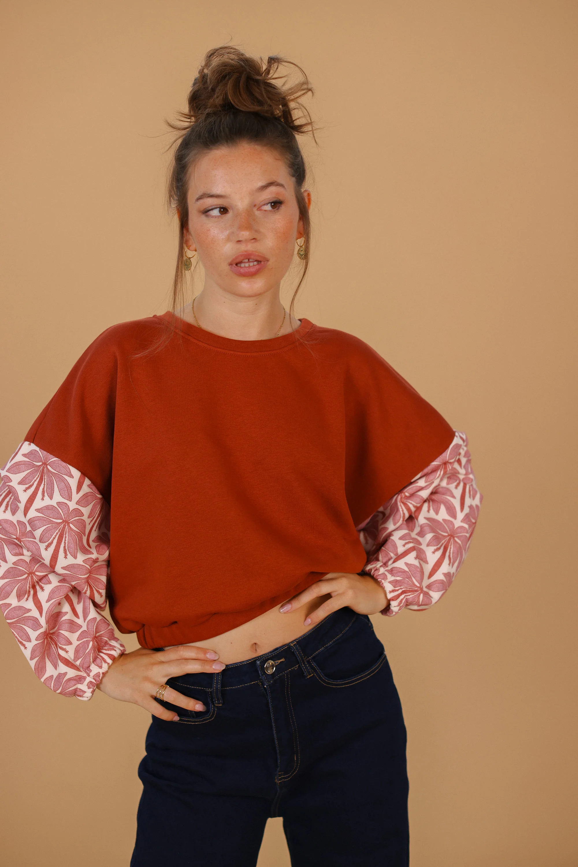 Sweater Maelis Terracotta Rose Palms - Image 7