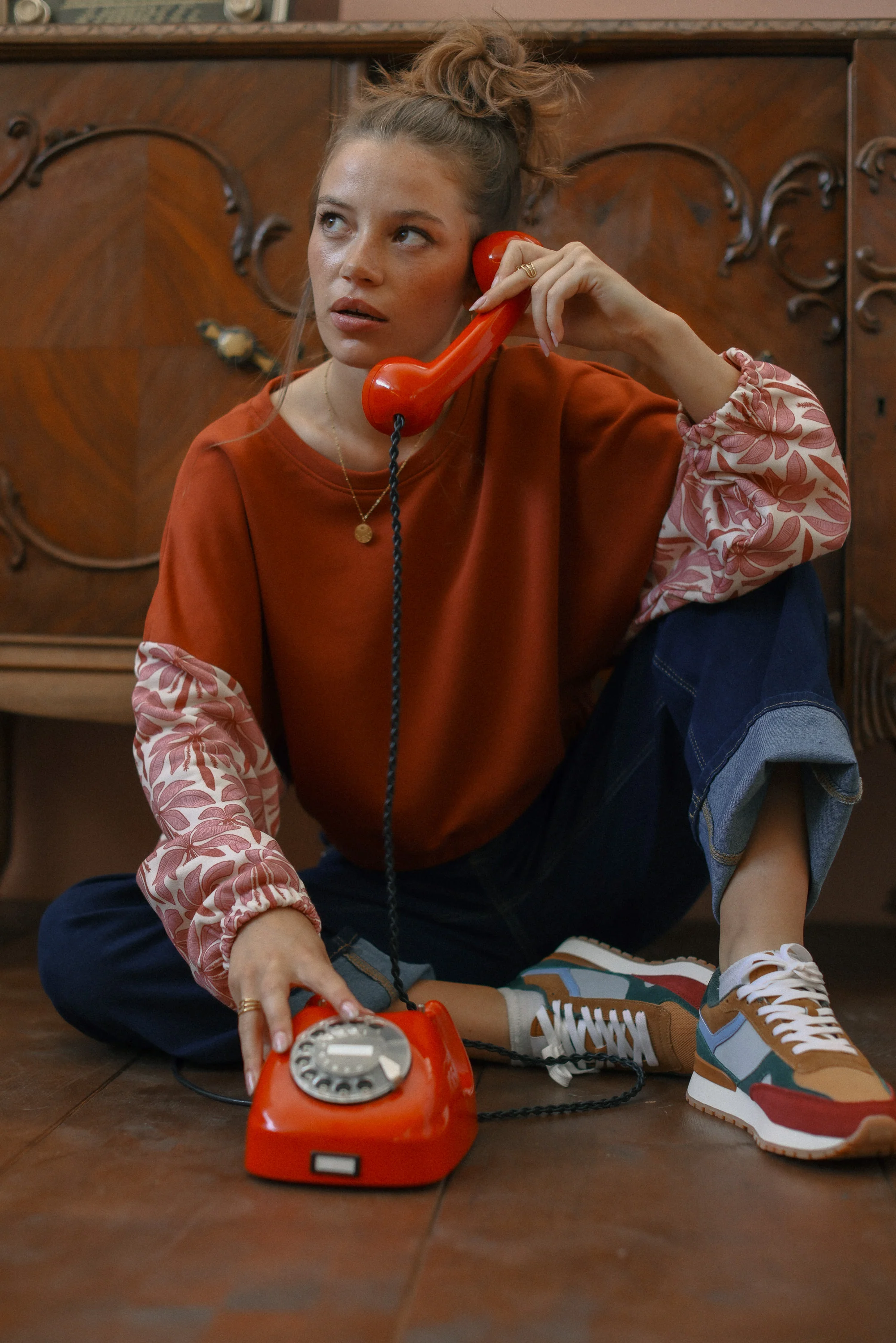 Sweater Maelis Terracotta Rose Palms - Image 8